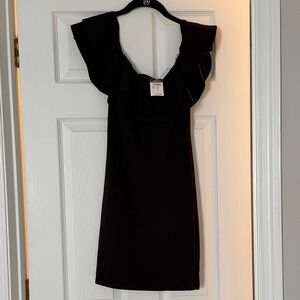 Rue21 Black Ruffle-Shoulder Mini Dress